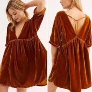 Free people Ivy velvet babydoll dress size small